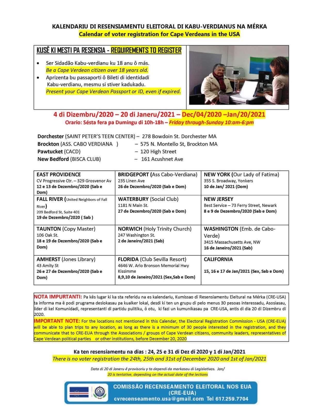 calendario de recenseamento